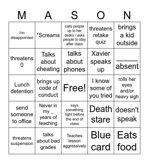 Schuele schuele kirky Bingo Card