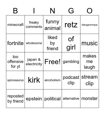 Reels Bingo Card