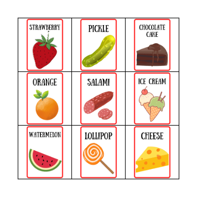 FOOD BINGO Card
