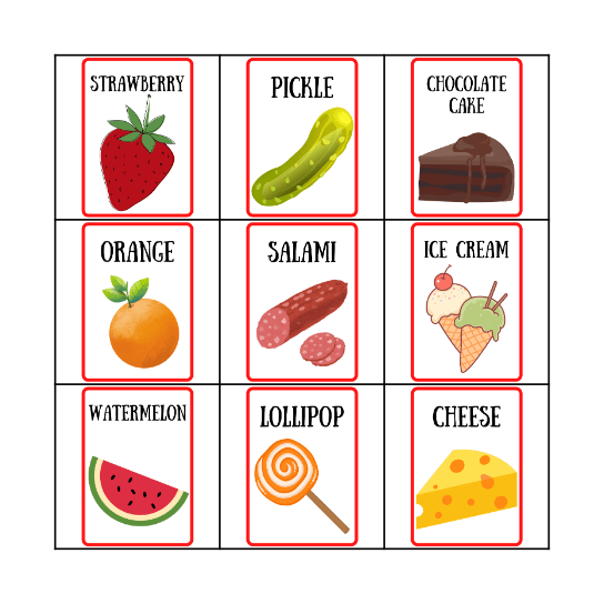 FOOD BINGO Card