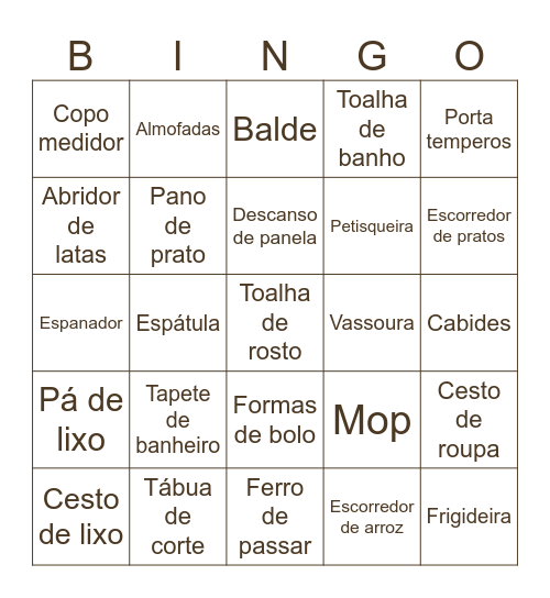 Chá de Casa Nova Bingo Card