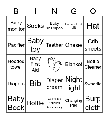 Baby Shower Bingo! Bingo Card