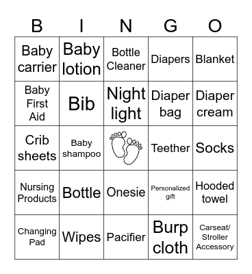 Baby Shower Bingo! Bingo Card