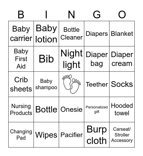 Baby Shower Bingo! Bingo Card