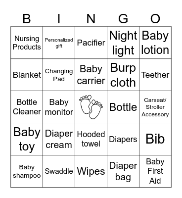 Baby Shower Bingo! Bingo Card