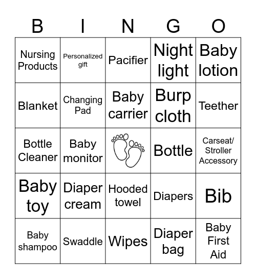 Baby Shower Bingo! Bingo Card