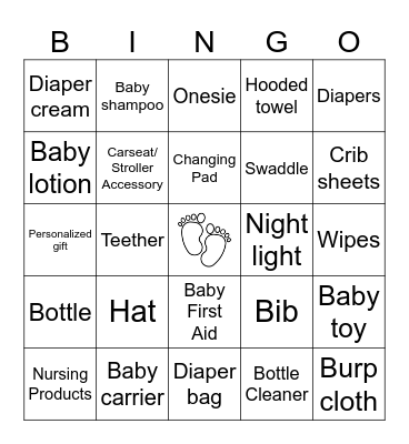 Baby Shower Bingo! Bingo Card