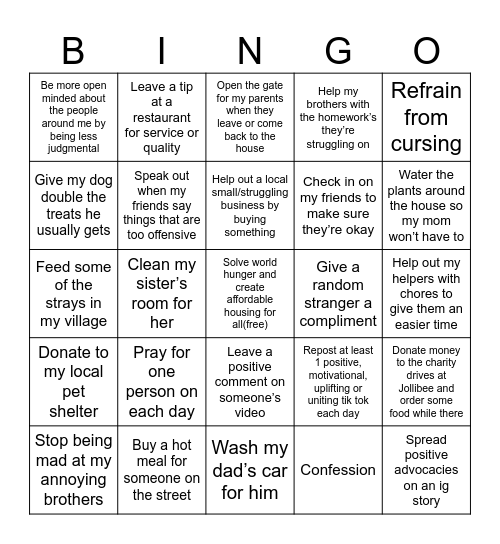 Theo Bingo Card