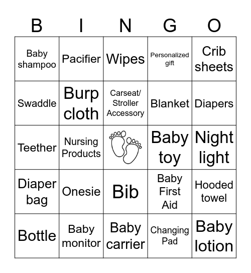 Baby Shower Bingo! Bingo Card