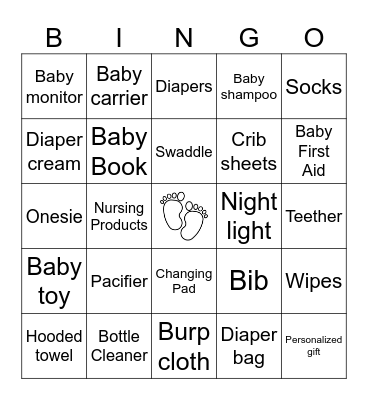 Baby Shower Bingo! Bingo Card