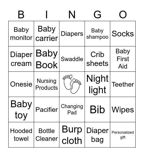 Baby Shower Bingo! Bingo Card