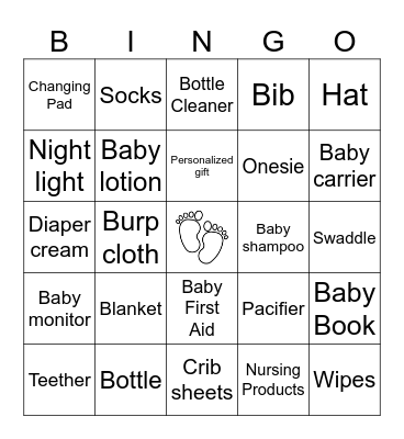 Baby Shower Bingo! Bingo Card