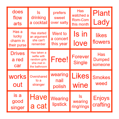 Galantine's Bingo Card