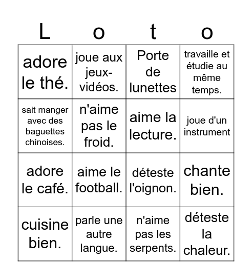 Loto Bingo Card
