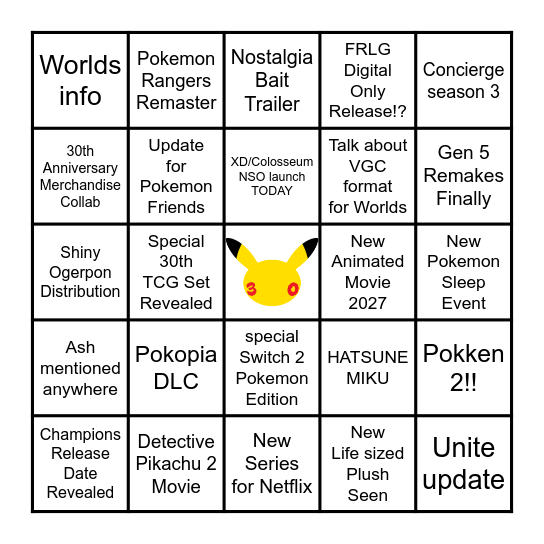 Pokemon Day 2026 Bingo! Bingo Card