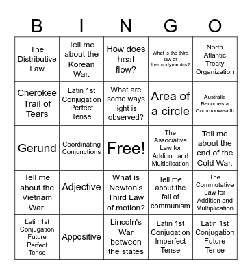 CC Review Week 19 Bingo Card