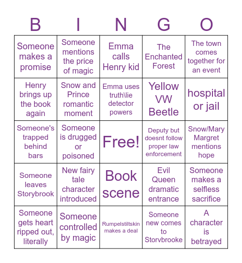 Kalea's Once Bingo Card