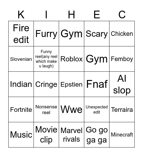I guess bingo but not really but now it's real part 2 Bingo Card