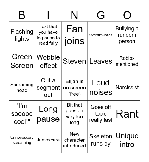 SMdoesntExist bingo Card