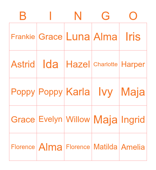 Baby Petrolo Bingo Card