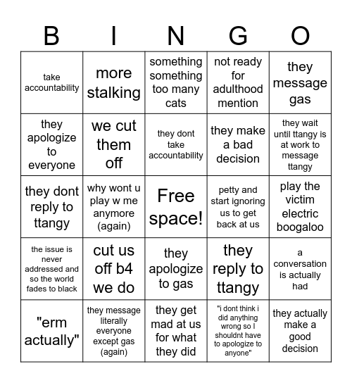 stupid mf Bingo Card