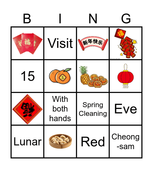Kidz Hangout CNY Bingo Card