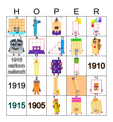 Number blocks Bingo Card