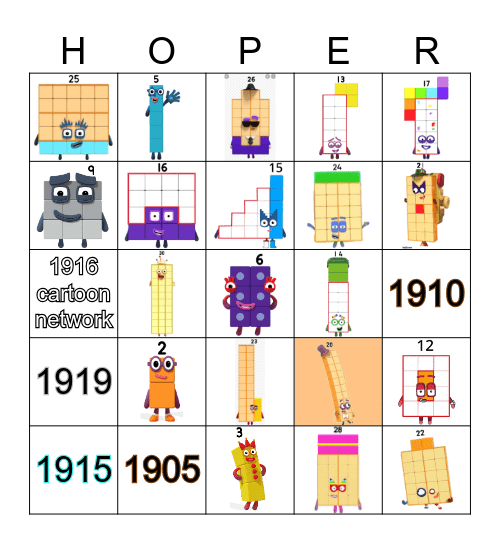 Number blocks Bingo Card