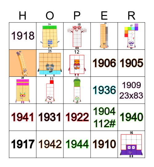 Number blocks Bingo Card