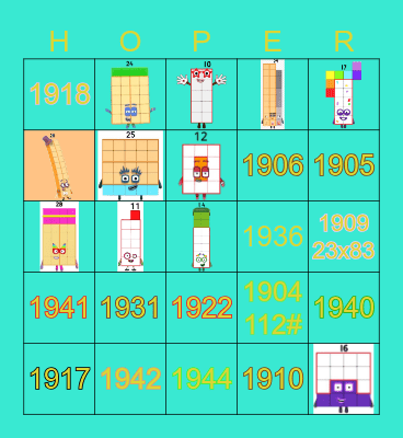 Number blocks Bingo Card