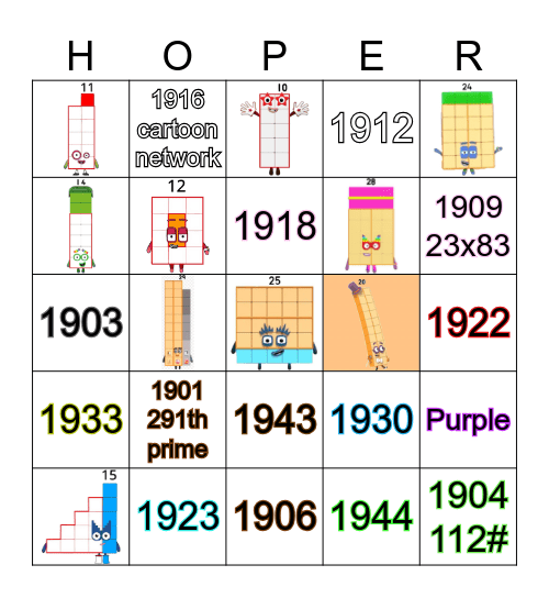 Number blocks Bingo Card