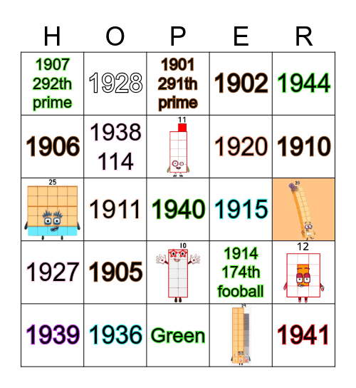 Number blocks Bingo Card