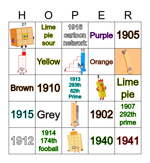 Number blocks Bingo Card
