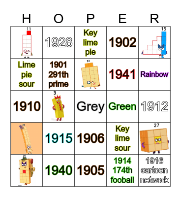 Number blocks Bingo Card