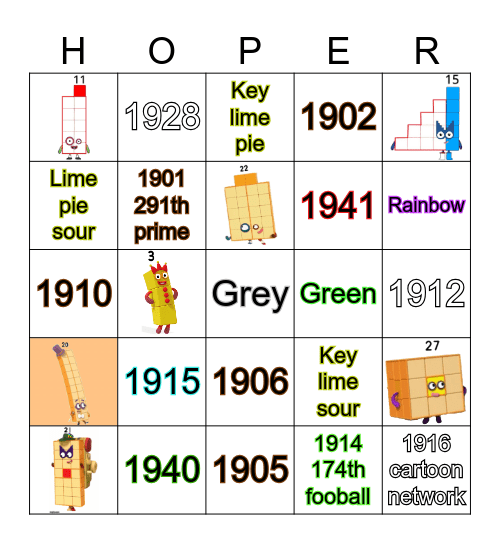 Number blocks Bingo Card