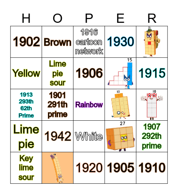 Number blocks Bingo Card