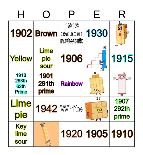 Number blocks Bingo Card