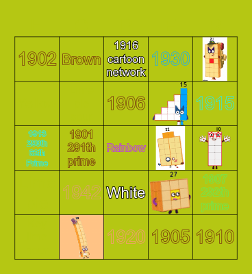Number blocks Bingo Card