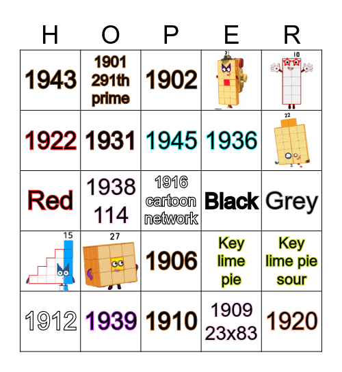 Number blocks Bingo Card