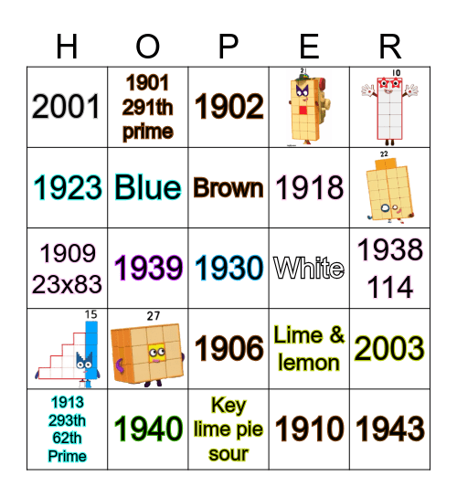 Number blocks Bingo Card
