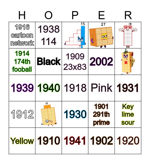 Number blocks Bingo Card