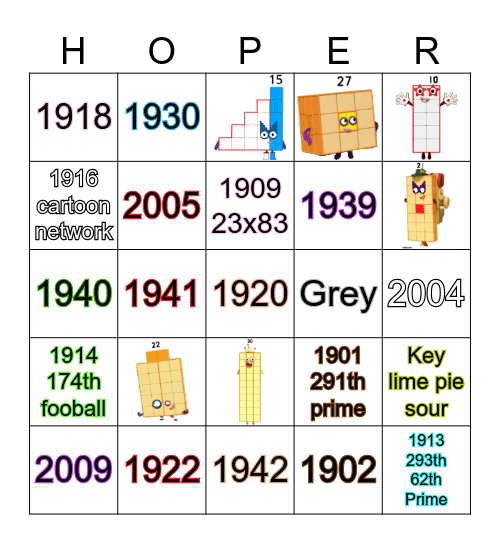 Number blocks Bingo Card