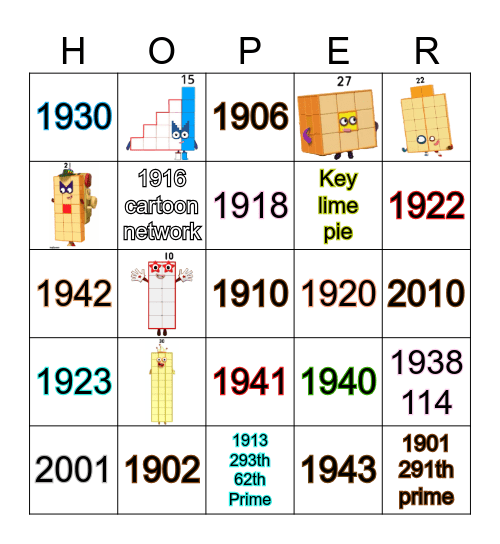 Number blocks Bingo Card