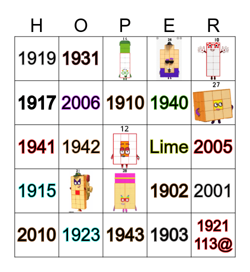 Number blocks Bingo Card