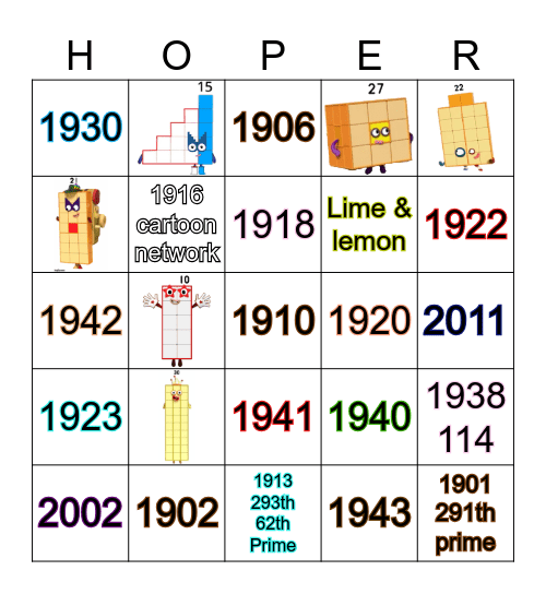 Number blocks Bingo Card