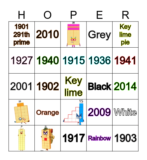 Number blocks Bingo Card