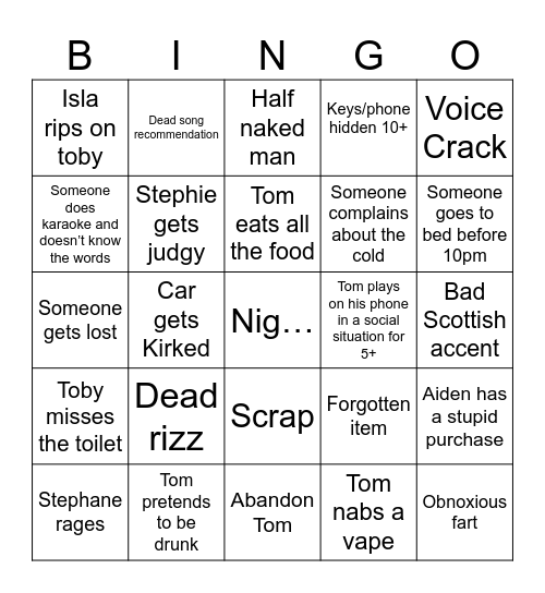 Scotland Bingo Card