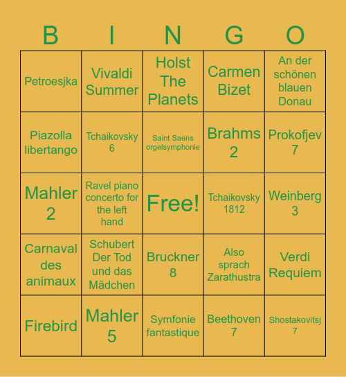 Muziekbingo Card