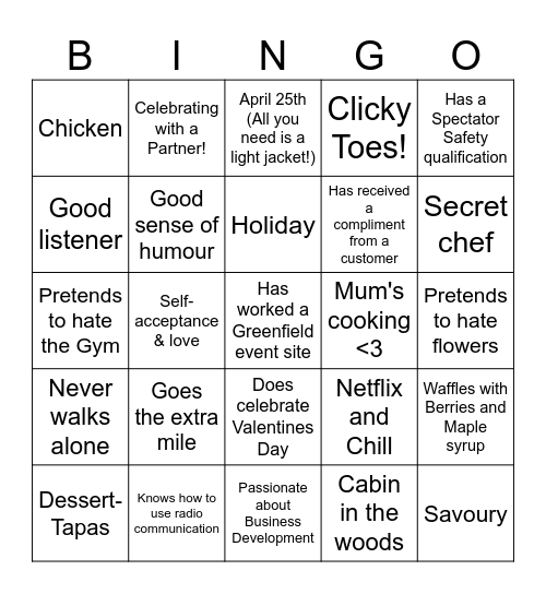 Valentines Bingo - CSP Edition! Bingo Card