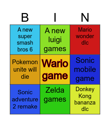 Sonic and mario Bingo Card